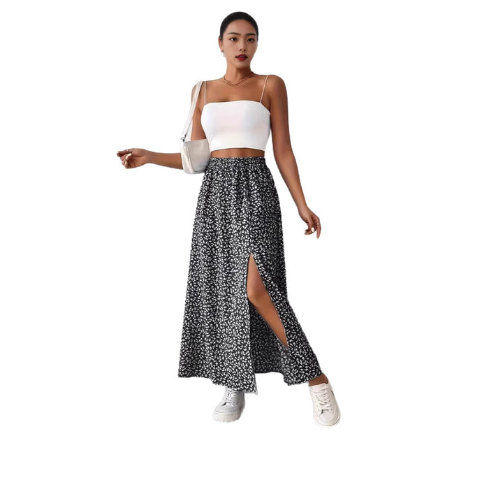 Damen Maxirock mit elegantem Schlitz und floralem Muster Drune