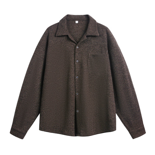 Unisex Komfortables Overshirt aus Strukturstrick mit Hemdkragen und Brusttasche Drune