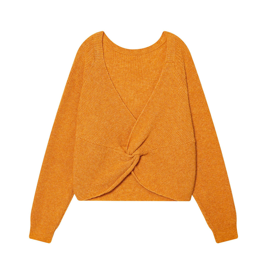 Damen nan kastiger Feinstrick-Pullover mit Rundhalsausschnitt und Cropped-Silhouette Drune