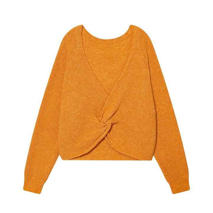 Damen nan kastiger Feinstrick-Pullover mit Rundhalsausschnitt und Cropped-Silhouette Drune