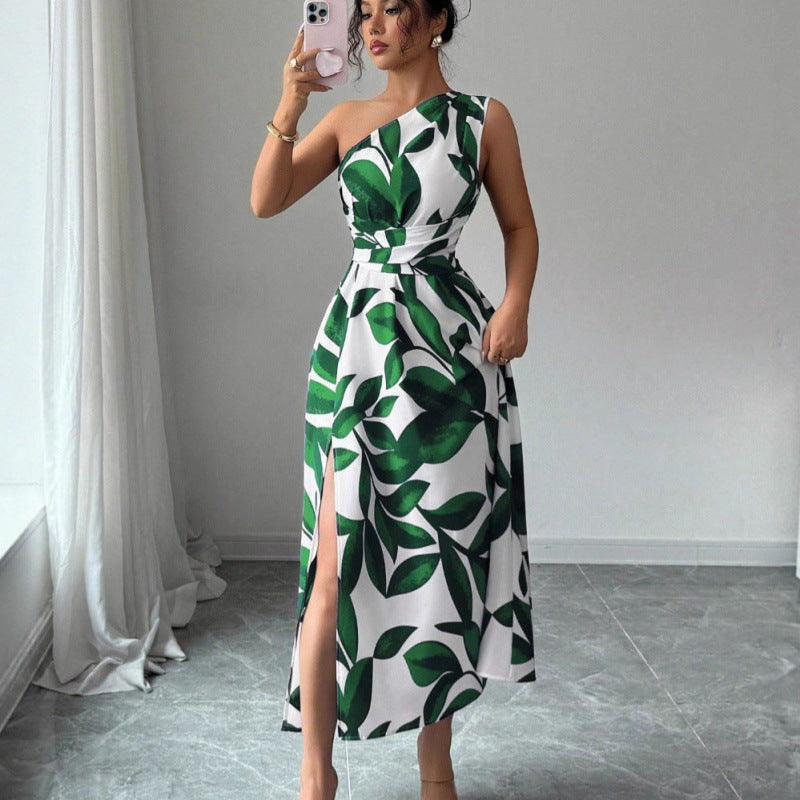 Damen Maxikleid mit asymmetrischem Schnitt und floralem Design Drune