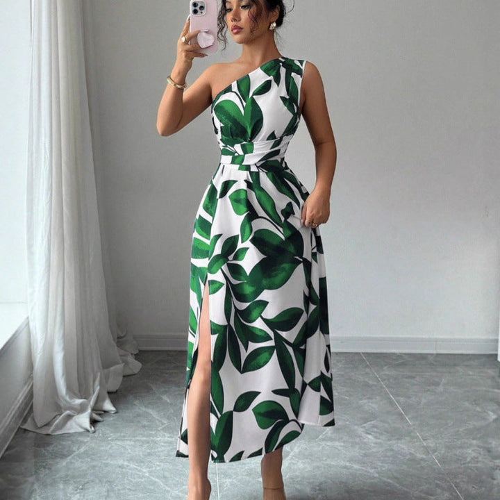 Damen Maxikleid mit asymmetrischem Schnitt und floralem Design Drune