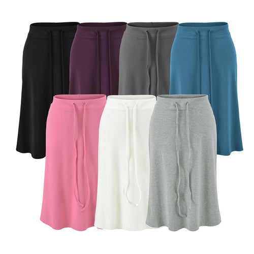 Damen Jersey-Midirock mit hohem Bund, Tunnelzug und A-Linien-Schnitt Drune