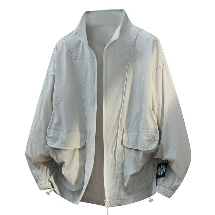 Unisex Oversize Leichte Windjacke mit Kordelzug, Pattentaschen & elastischen Bündchen Drune