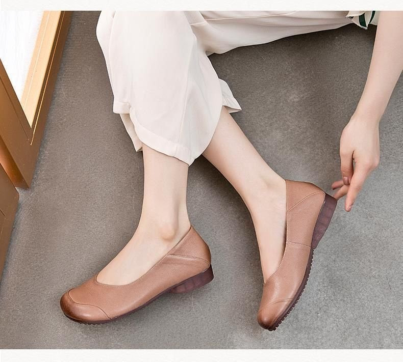 Damen klassische Ballerinas mit ergonomischem Fußbett und rutschfester Sohle Drune