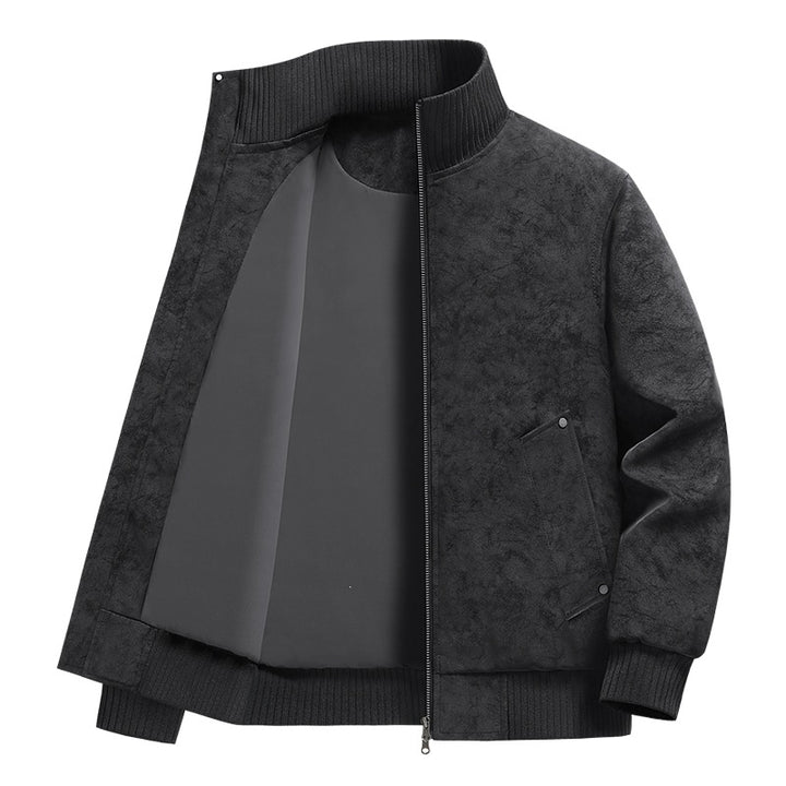 Herren Velours‑Imitat Bomberjacke mit Stehkragen, Thermofutter & Reißverschluss Drune