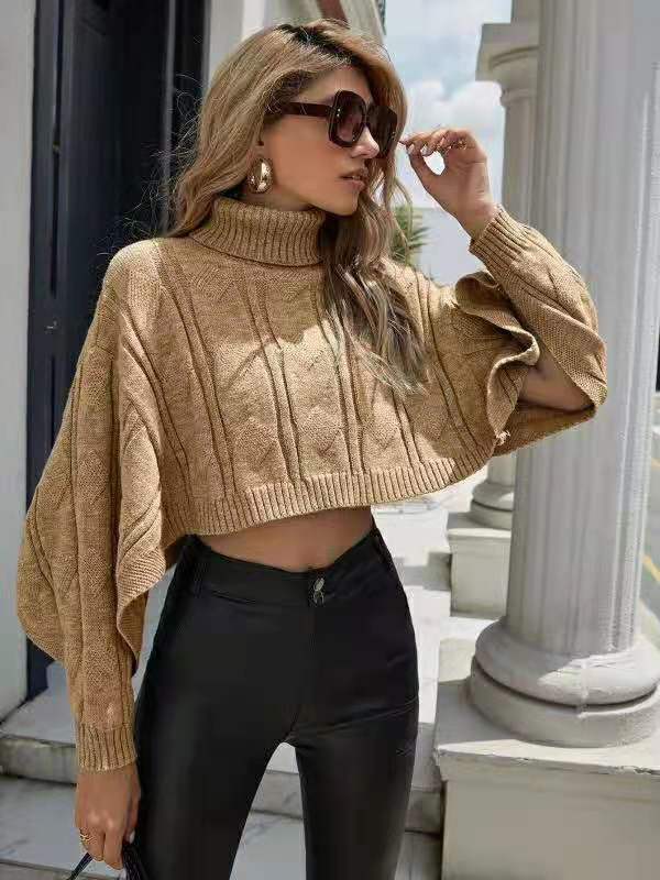 Damen kuscheliger Rollkragenpullover mit weitem Schnitt und strukturiertem Design Drune