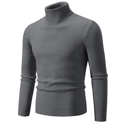 Herren nan schmaler Rippenstrick-Rollkragenpullover aus Baumwollmix mit Stretch Drune