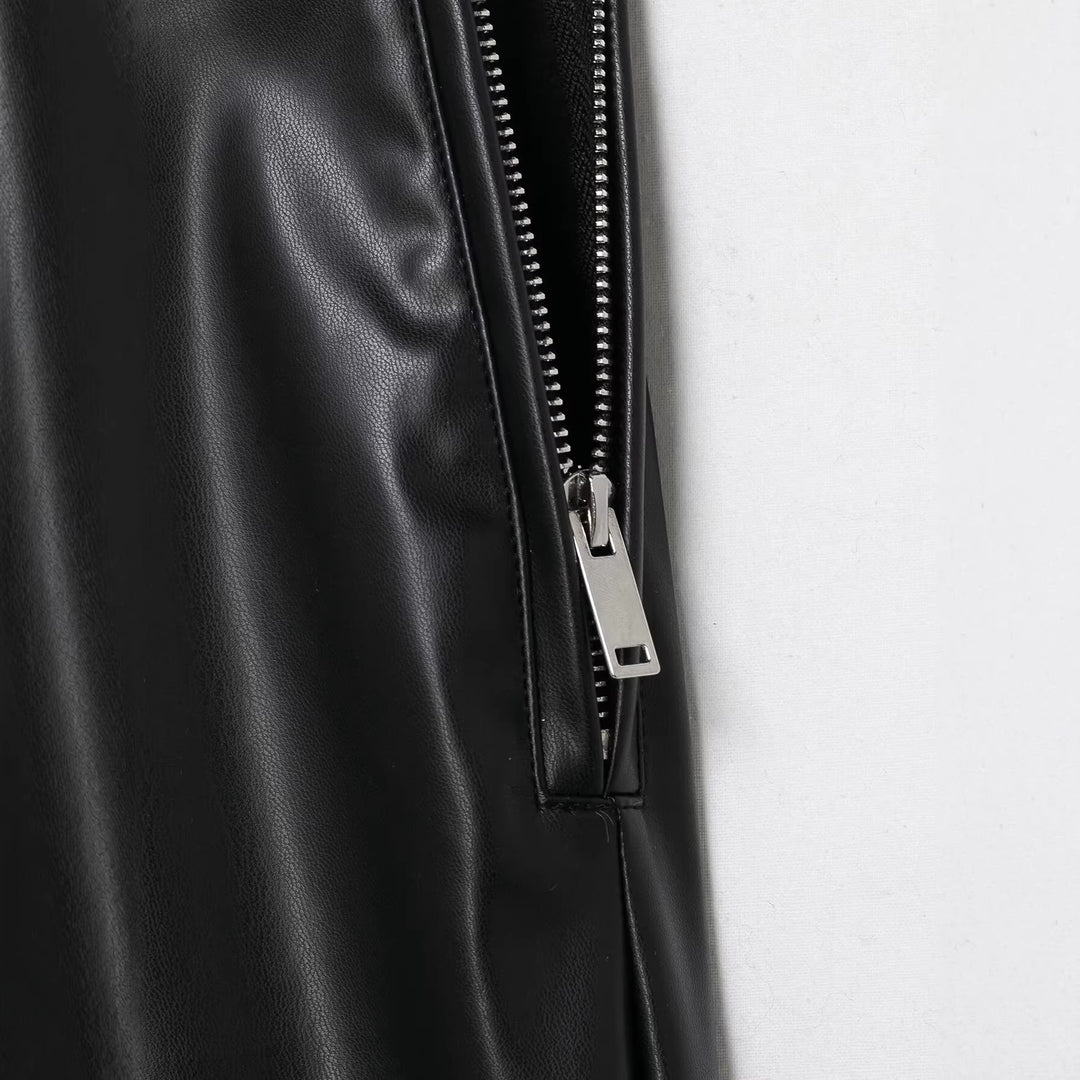 Damen hochgeschnittene ausgestellte Kunstlederhose mit Schnürungsdetail in der Taille Drune