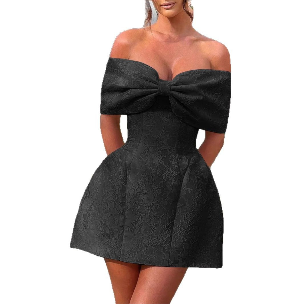 Damen Off-Shoulder Kleid mit floralem Design und elegantem Bustier Drune