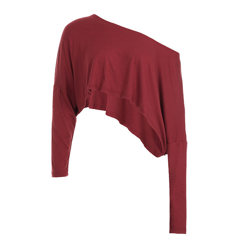 Damen asymmetrisches Crop-Oberteil mit lässigem Schnitt und weichem Stoff Drune