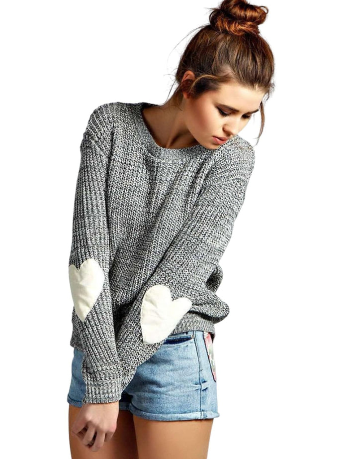 Damen Modischer Strickpullover mit Herz-Details
