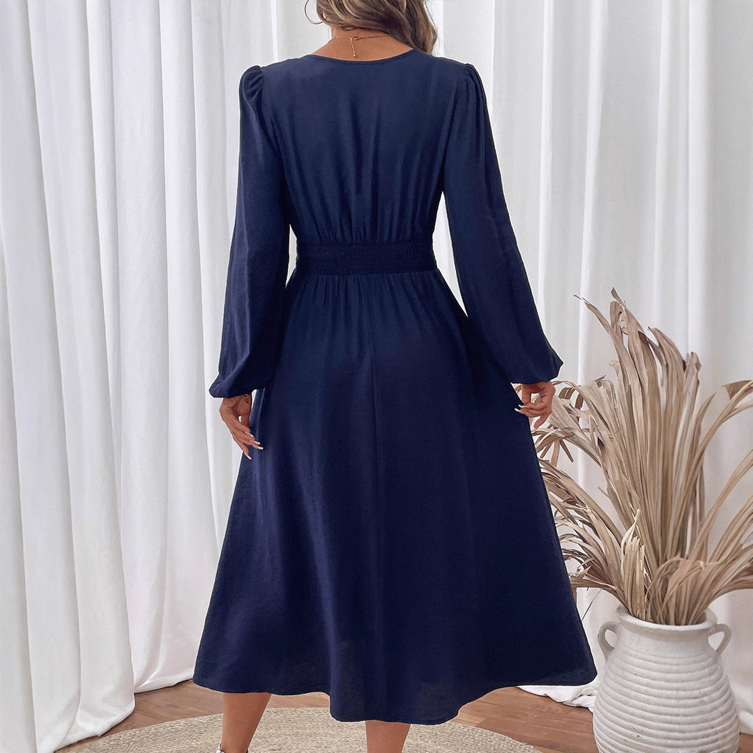 Damen Elegantes Midikleid mit floralem Stickmuster Drune