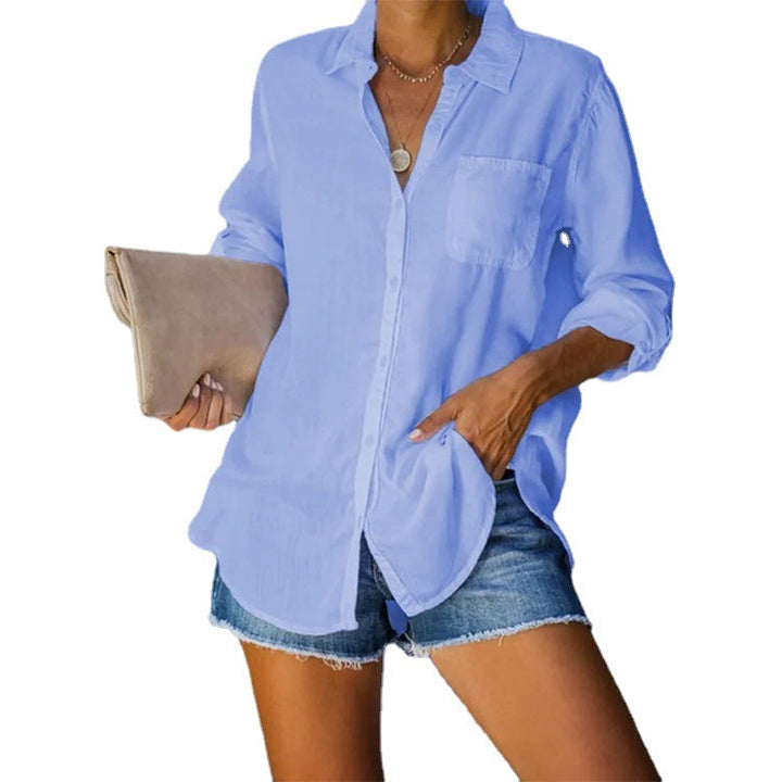 Damen lässige Bluse aus leichtem Stoff Drune