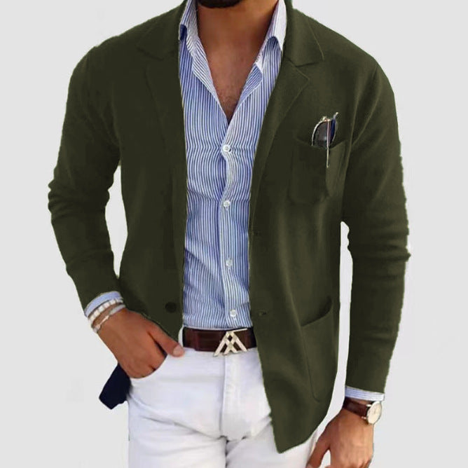 Herren eleganter feiner Strickblazer mit praktischen Taschen Drune