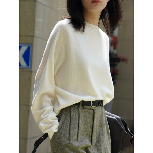 Damen Relaxter Feinstrick-Pullover mit überschnittener Schulter und Rundhalsausschnitt Drune