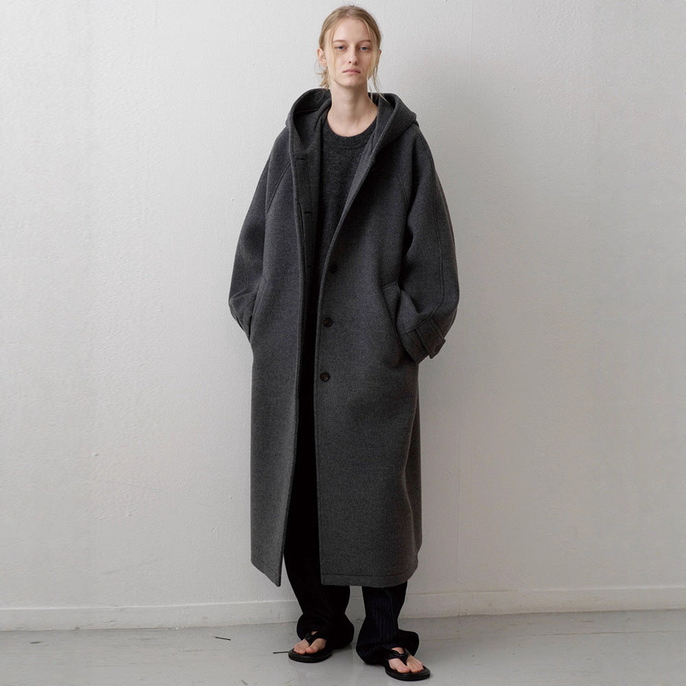 Damen Eleganter Oversize-Mantel mit Kapuze und praktischen Taschen Drune