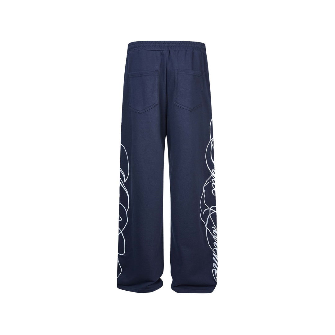 Damen Weiche Loungehose mit weitem Bein, elastischem Bund und Statementdruck Drune