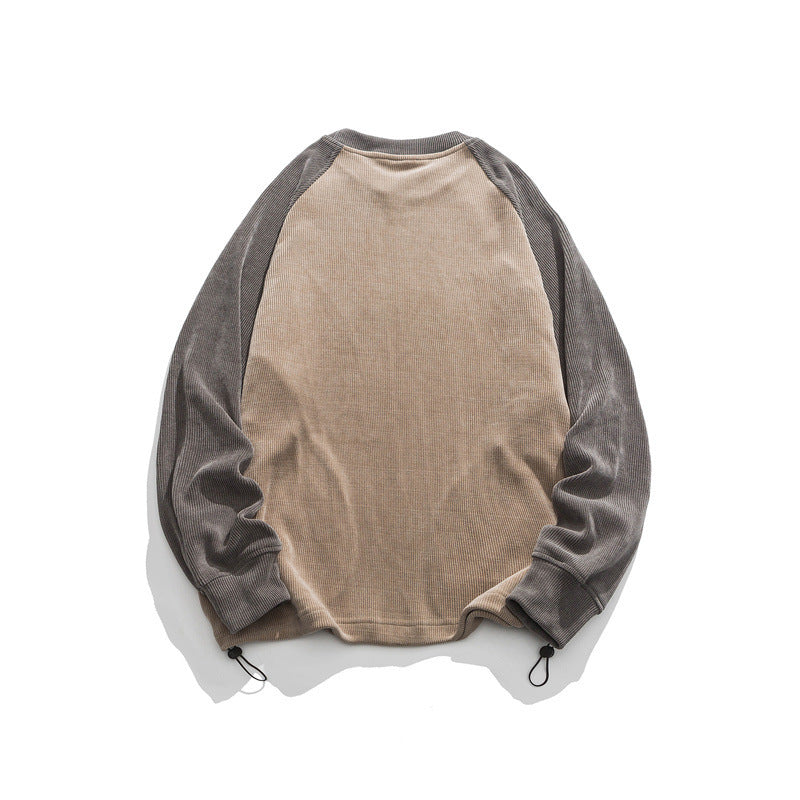 Unisex Oversize Cord-Sweatshirt mit Raglanärmeln, Kängurutaschen und Tunnelzugsaum Drune