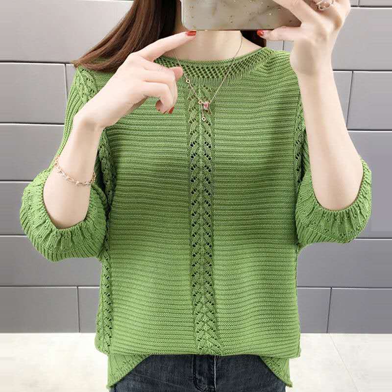 Damen lässiger Strickpullover mit filigranen Details Drune