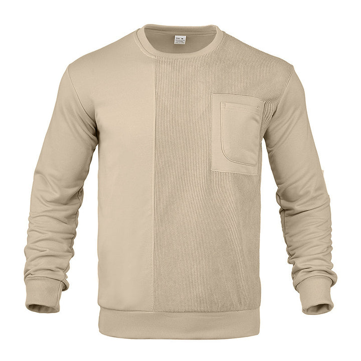 Herren nan strukturiertes Rundhals-Sweatshirt mit Brusttasche und asymmetrischem Rippenpanel Drune