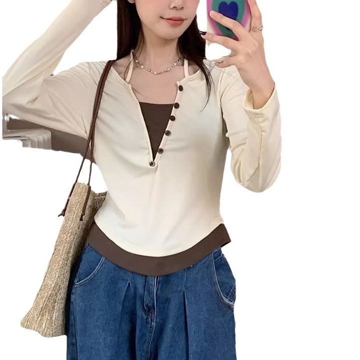 Damen Langarmshirt mit modernem Knopfleistentwurf und lässigem Schnitt Drune