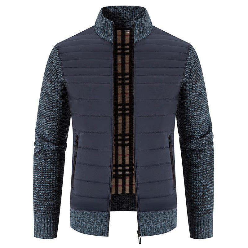 Herren Steppjacke mit modernem Strickärmeln und hohem Kragen Drune