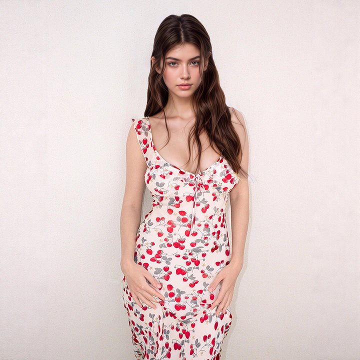 Damen Strandkleid mit verstellbarem Halterneck und floralem Muster Drune