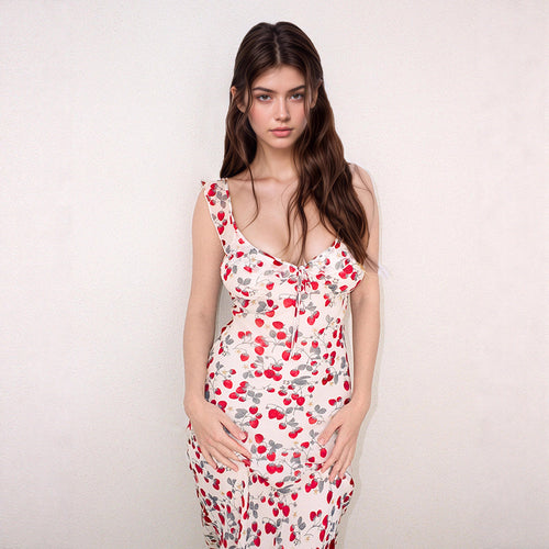 Damen Strandkleid mit verstellbarem Halterneck und floralem Muster Drune