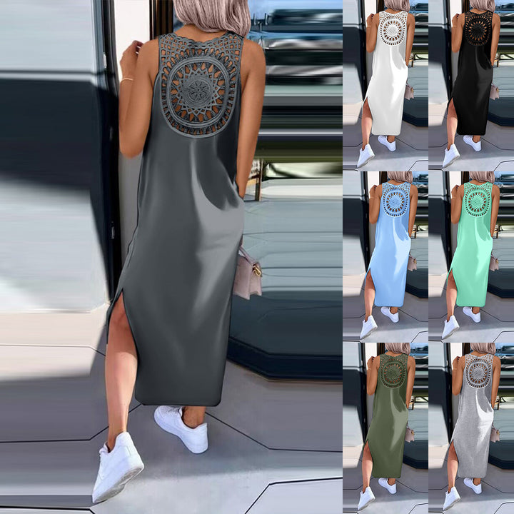 Damen Elegantes Maxi-Kleid mit Rückendetaillierung Drune