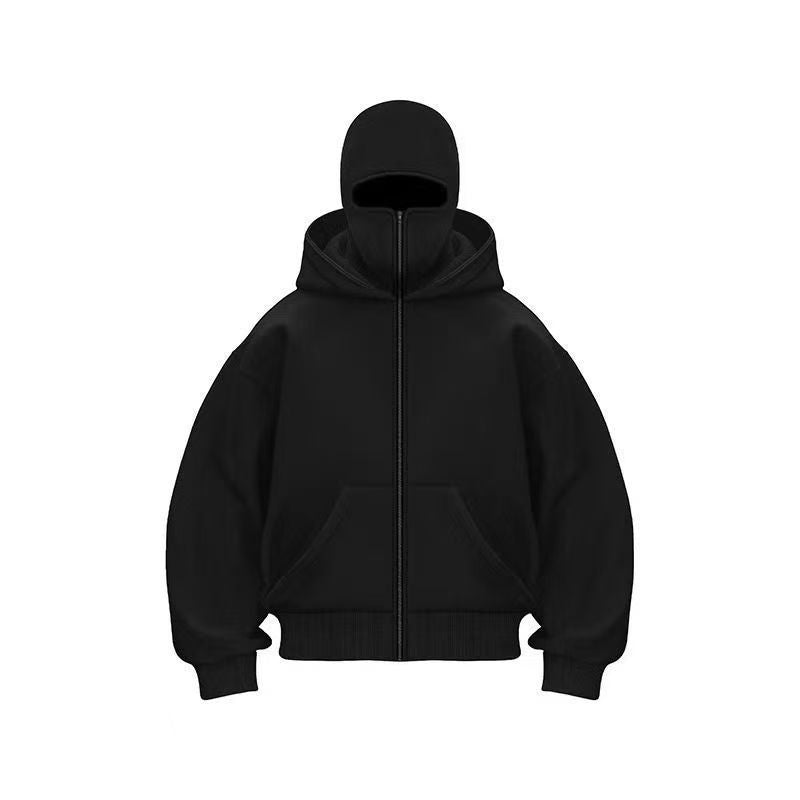 Damen stylische Kapuzenjacke mit integriertem Gesichtsschutz Drune