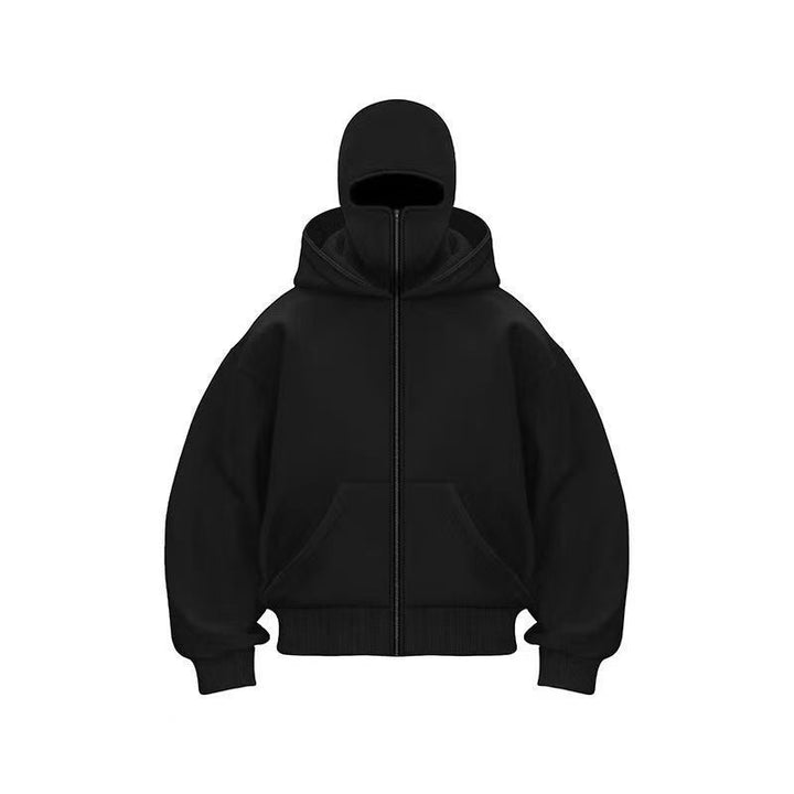Damen stylische Kapuzenjacke mit integriertem Gesichtsschutz Drune