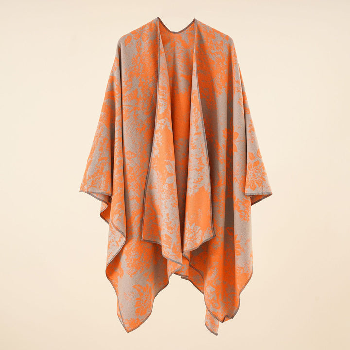 Damen Jacquard-Umhang mit floraler Strukturwebung und offenem Kimono-Fall Drune