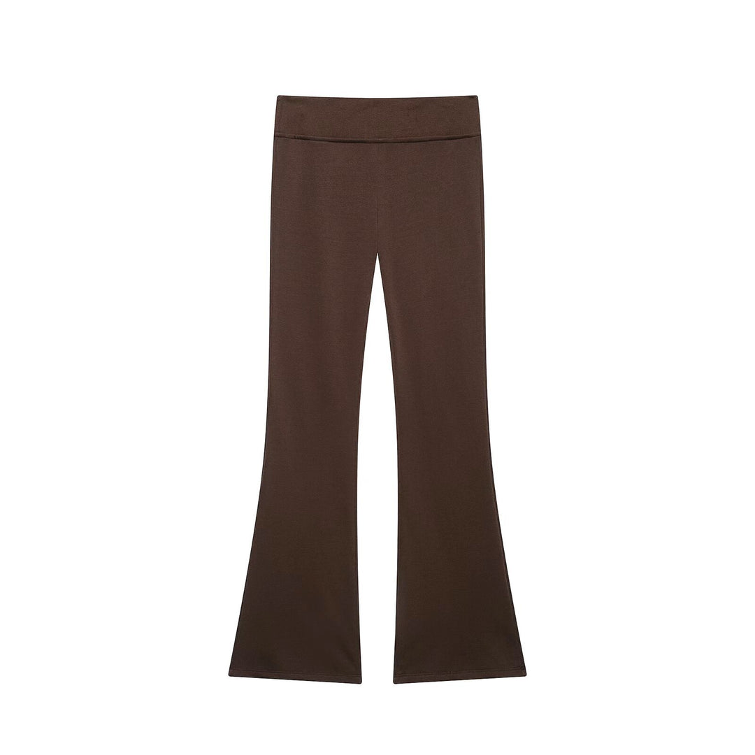 Damen Hochtaillierte Stretch-Flared-Hose mit weitem Schlag und elastischem Bund Drune