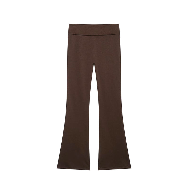 Damen Hochtaillierte Stretch-Flared-Hose mit weitem Schlag und elastischem Bund Drune