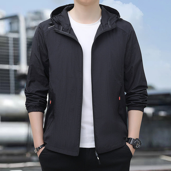 Herren Leichte Windbreaker-Jacke mit verstellbarer Kapuze Drune