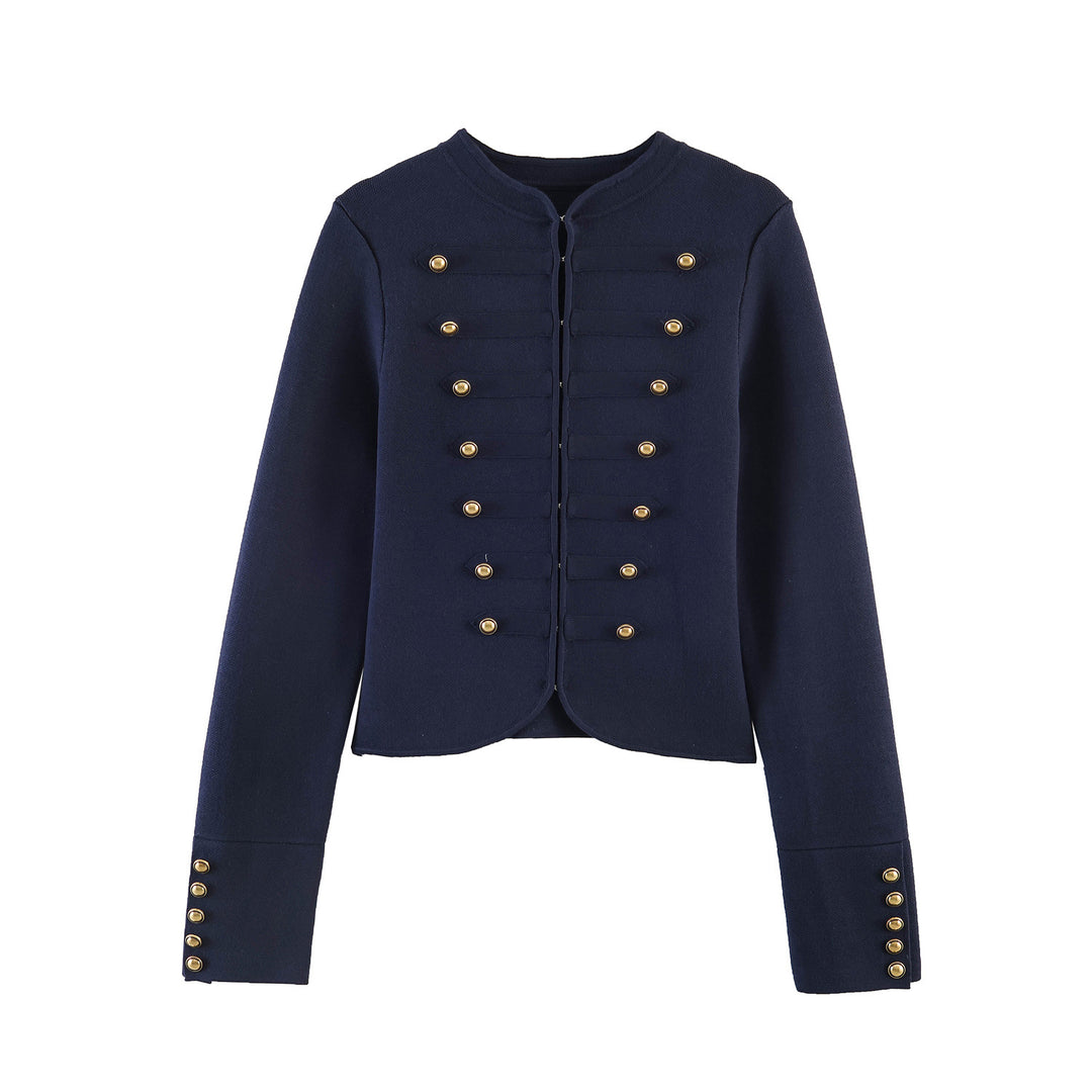 Damen Militärisch inspirierte Kurzjacke mit goldener Zierknopfleiste Drune