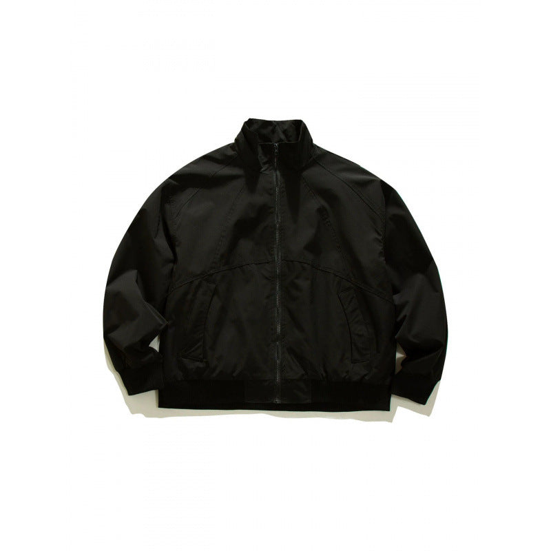 Herren Leichte Boxy-Trainingsjacke mit Stehkragen, Raglanärmeln und geripptem Saum Drune