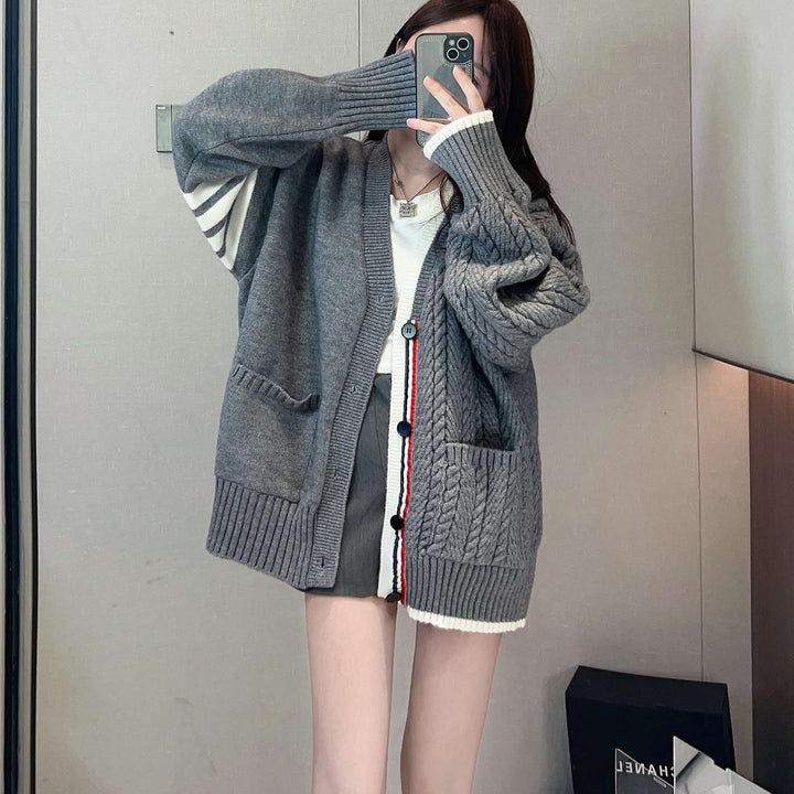 Damen Grobstrickjacke mit Kabelmuster und großzügigen Taschen Drune