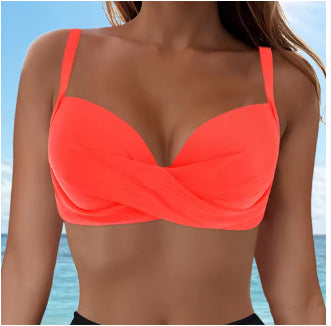 Damen Elegantes Bikinioberteil mit Wickeldesign Drune