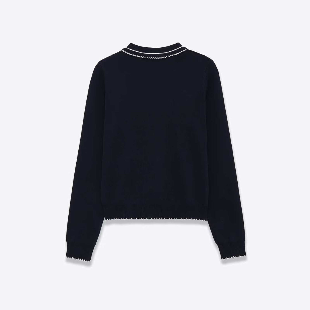 Damen Strickpullover mit Polokragen und Knopfleiste Drune