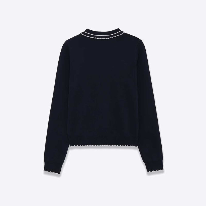 Damen Strickpullover mit Polokragen und Knopfleiste Drune