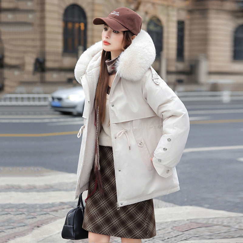 Damen Modischer Pufferparka mit luxuriösem Kunstfellkragen und praktischen Taschen Drune