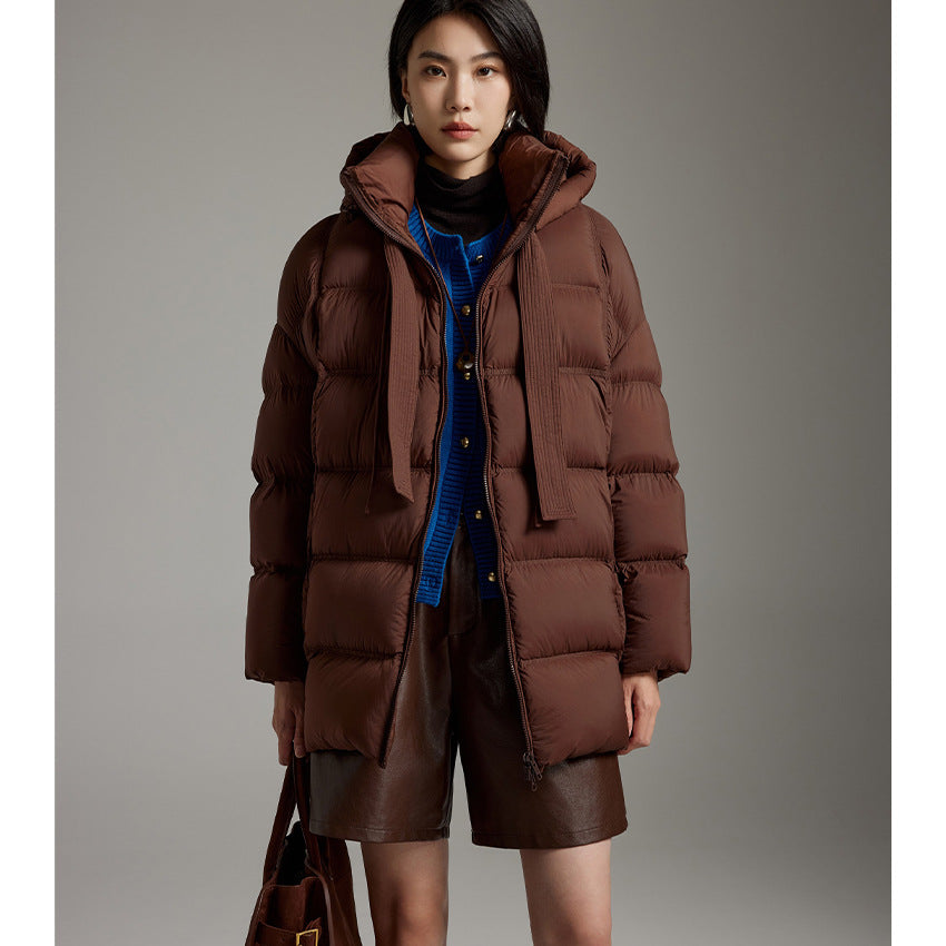 Damen Steppige wärmende Daunenjacke mit Kapuze und weiter Silhouette Drune