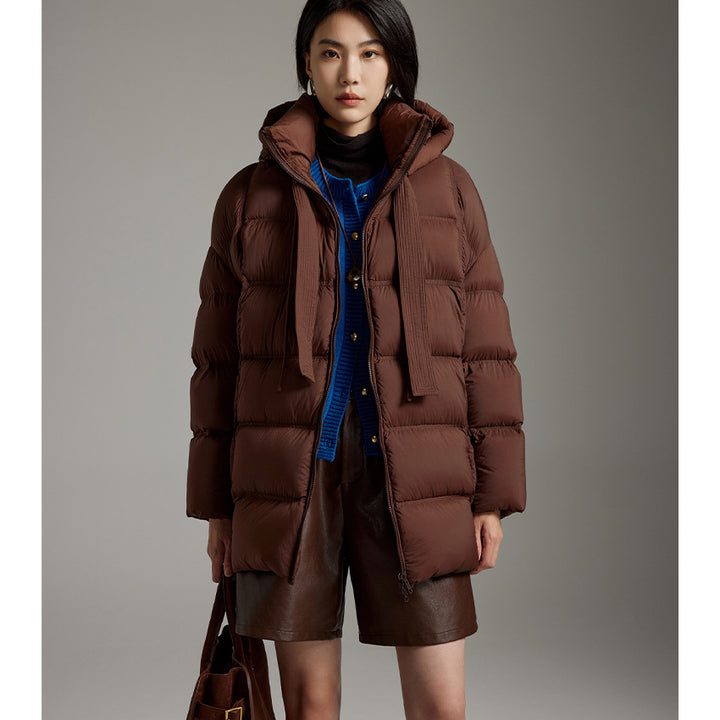 Damen Steppige wärmende Daunenjacke mit Kapuze und weiter Silhouette Drune