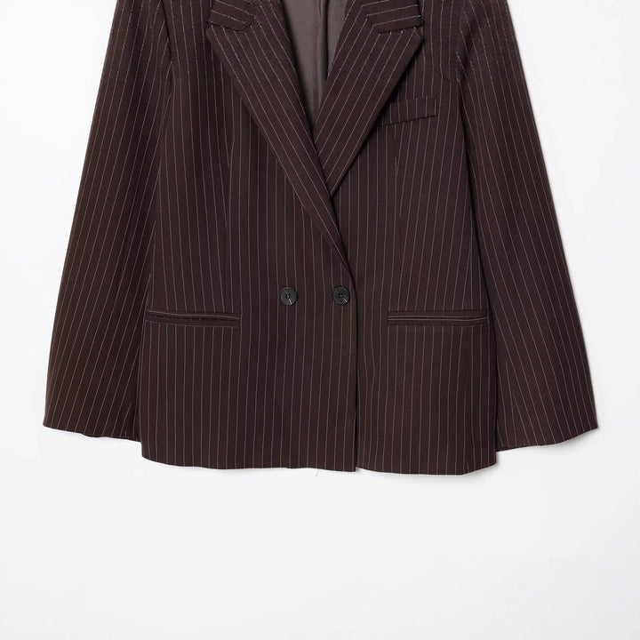 Damen Doppelreihiger Nadelstreifen-Blazer in Oversize-Passform Drune