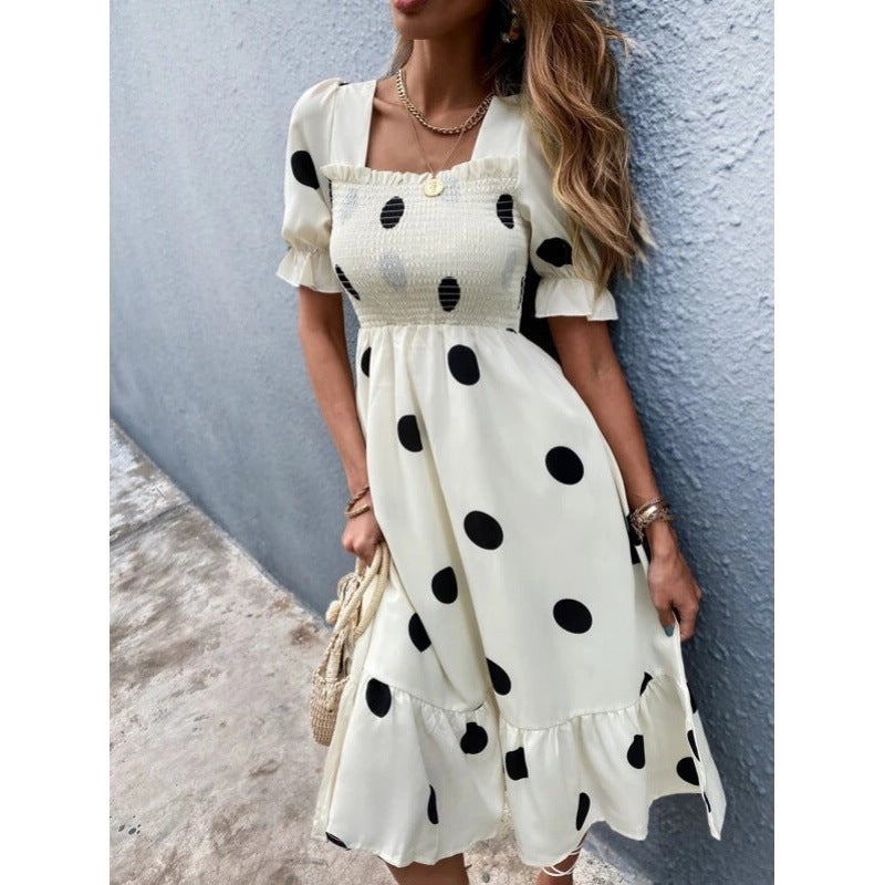 Damen Midi-Kleid mit lässigem Schnitt und großen Punkten Drune