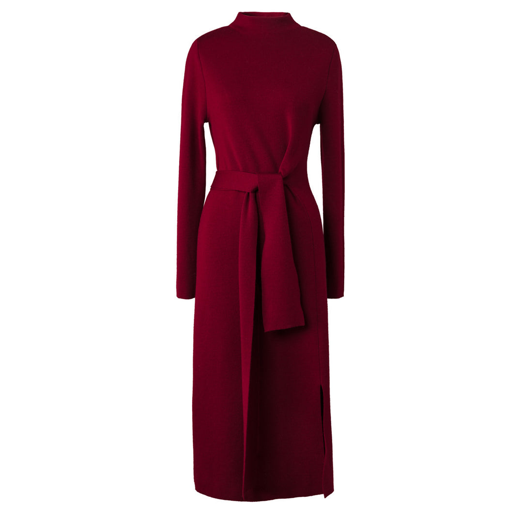 Damen elegantes Wickelkleid mit Rippdetails und seitlichem Schlitz Drune