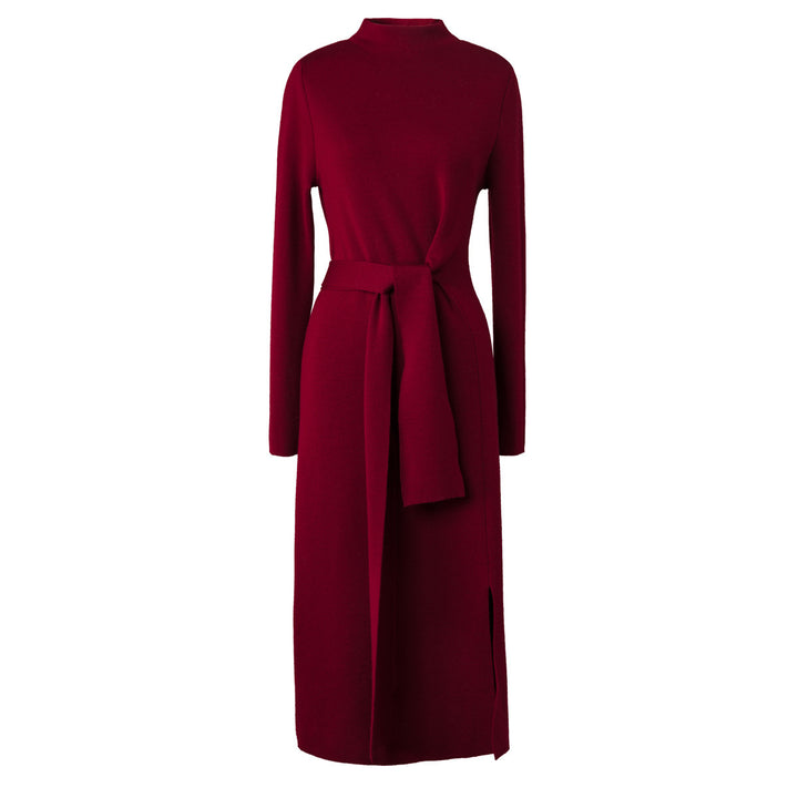 Damen elegantes Wickelkleid mit Rippdetails und seitlichem Schlitz Drune