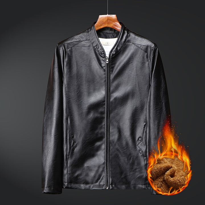 Herren Kunstleder‑Blouson mit Stehkragen und wärmender Teddyfutter‑Innenlage Drune